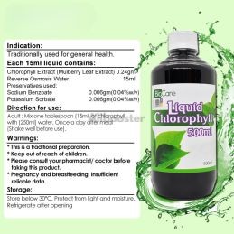 Chlorophylle Liquide BioCare 500ml - Extracto desintoxicante natural de hojas de morera