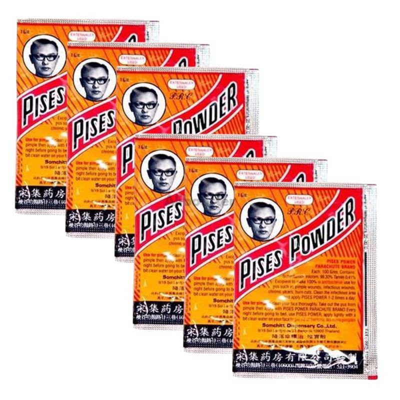 Lot de 6x poudre Pises Parachute Brand 3g - Poudre Médicinale Thaïlande Originale