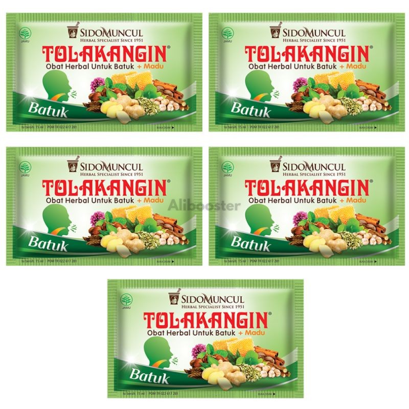 Tolak Angin Batuk - 5 Bolsitas - Jarabe natural indonesio para la tos y el resfriado