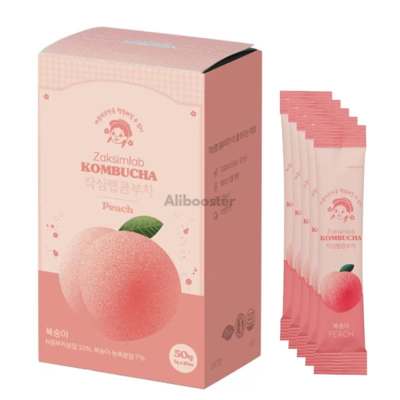 Kombucha Zaksimlab 10x5g - Saveur Pêche Plate Sans Sucre