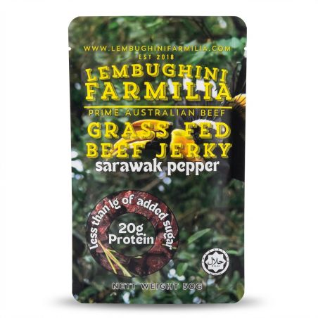 Halal Australian Grass Fed Beef Jerky Sarawak Pepper 50g