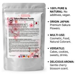 Pudră de flori de sakura Premium - Origine Japonia - 200 g - 100% pur floare de sakura