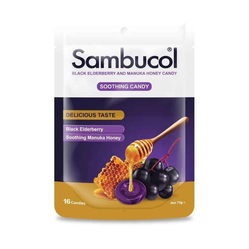 Sambucol-pastiller med svart hyllebær og Manuka-honning