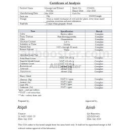 Moringa certificado de análise 2024