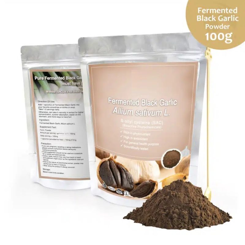 Ajo negro fermentado (Allium sativum L.) - 100g polvo de extracto estandarizado - S-Allyl SAC