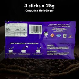 Pack of white coffee, tea, chocolate, black ginger-based cappuccino